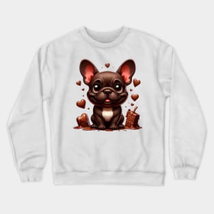 Cute Chocolate Bulldog Illustration Crewneck Sweatshirt